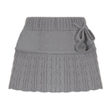 Woloong Knitted Low Waist Y2K Short Skirt Preppy Style Cute Girl Streetwear Aesthetic Fairycore Drawstring Womens Skirts