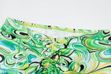 woloong Print Sleeveless Bodycon Halter Hollow Out Sexy Top Mini Dress Set Summer Women Fashion Streetwear Outfits Y2K