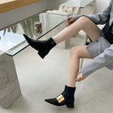 Woloong New Brand Double Color Zipper Ankle Boots Women Shoe  Pointed Toe Fashion Short Boots Concise Winter Ladies Footwear