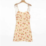 woloong women Fashion Flroal Print mini Dress fitted bodice and back Ruffle hem Female Chic dresses vintage high quality