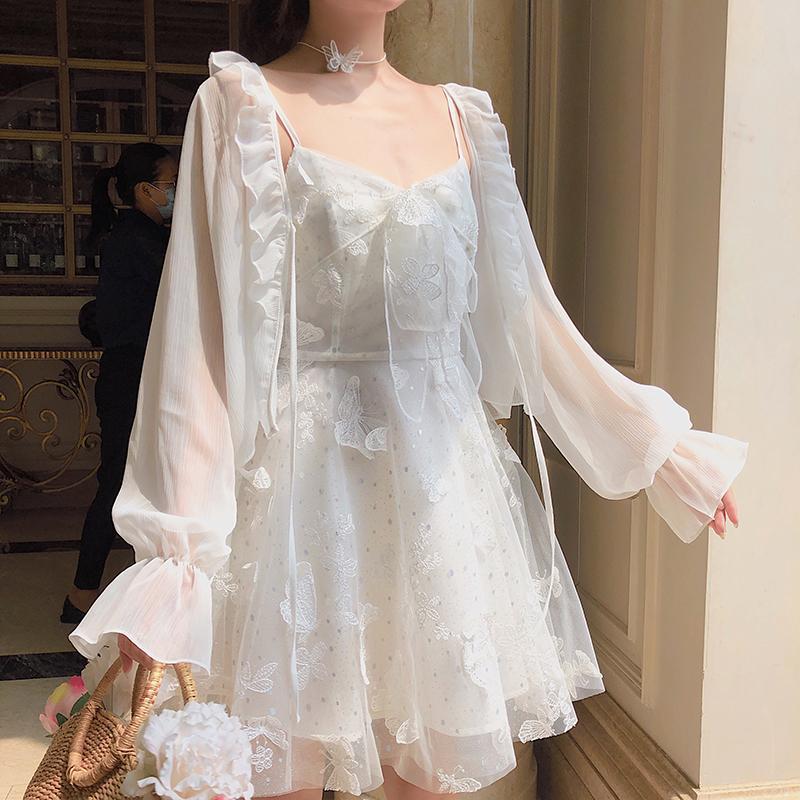 French Fairy Dress Women Elegant Sleeveless Chiffon Mini Dress Casual Floral Print Korean Kawaii Summer Dress Women