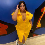 Woloong Sexy Party Club Bodycon Dresses For Women Autumn Solid Sleeveless Button Pockets Mixi Dress Female Streetwears Y2K
