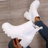 Woloong  New Women Ankle Boots Crystal Rhinestone Slip On Platform PU Leather Women's Booties Spring Autumn Females Footwear Plus Si