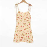 woloong women Fashion Flroal Print mini Dress fitted bodice and back Ruffle hem Female Chic dresses vintage high quality