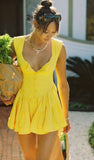 Woloong  vintage ladies dresses beach ruffle yellow casual mini sexy dress vestidos bohemian elegant Summer dress