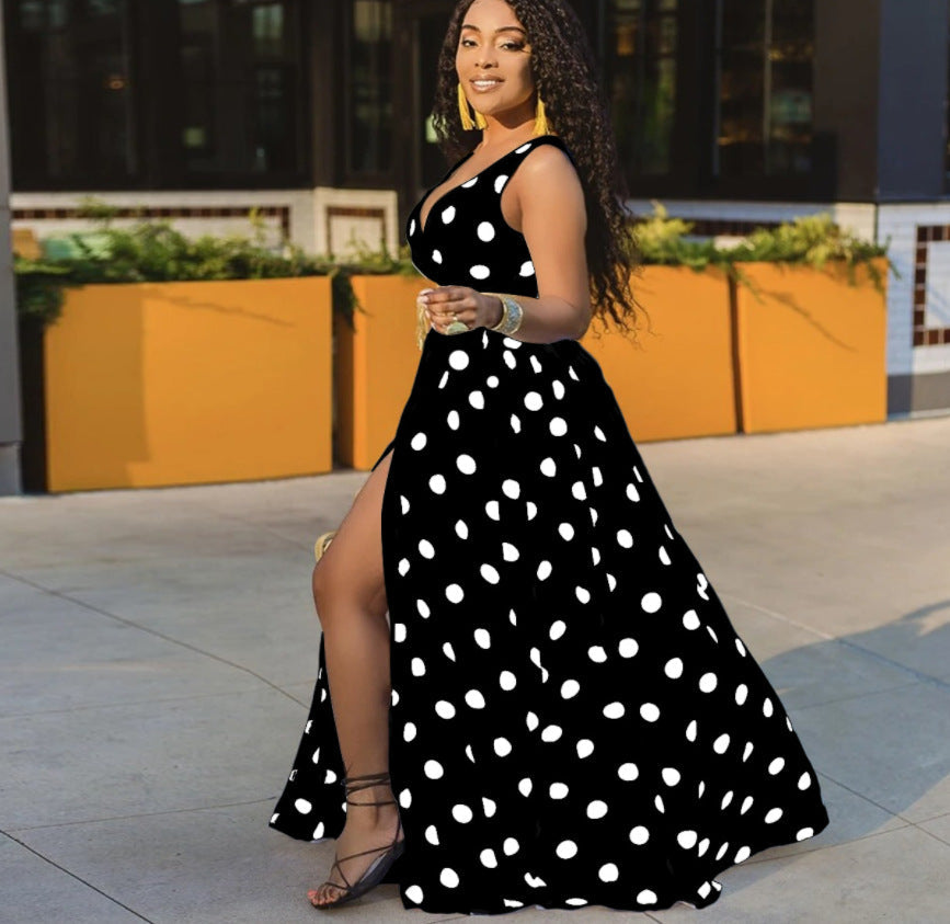 Woloong Effortless Commuting with a Seductive High Slit Chic Floral Maxi Dress