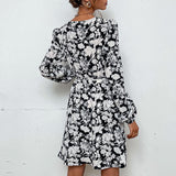 Woloong Autumn Long Sleeve Floral Dress