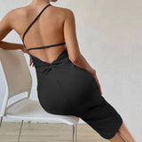 Woloong Sensual Sleeveless Off-Shoulder Bodycon Maxi Dress