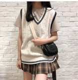 3 colors autumn and winter preppy style v neck knitted sleeveless vest sweaters womens pullovers womens (X973)