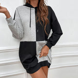 Woloong New Arrival Color-Block Hoodie Dress