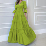 Woloong Elegant Women's Fashion Long Sleeve Midi Dress