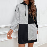 Woloong New Arrival Color-Block Hoodie Dress