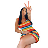 Woloong Sensually Casual Knit Crop Top and Bodycon Mini Skirt Dress