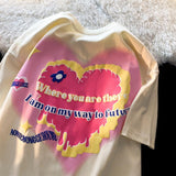 Summer Korean Lovers Hip Hop Letters Funny Print T Shirts Cartoon Kawaii Clothes Summer Large 2XL Mujer Harajuku Teens Tops