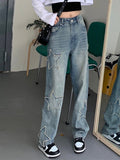 Woloong Y2k Star Patchwork Jeans Women Streetwear Low Rise Straight Leg Denim Cargo Pants Baggy Harajuku Vintage Casual Jean 90s