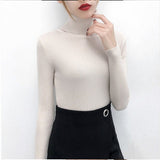 Simple Turtleneck Sweater Women Autumn Winter Casual Solid Color Slim Elastic Knit Pullover Female Soft Warm Jumper Basic Tops