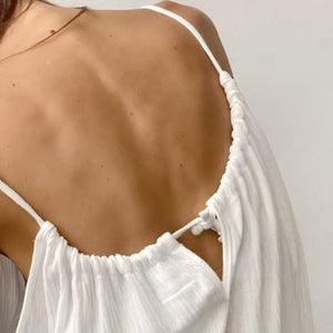 Cotton Night Dress Women Sexy Spaghetti Strap Nightwear White Loose Long Woman Dresses Split Autumn Pajamas Solid