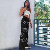 Love graffiti casual jeans high waisted jeans women women clothing  Casual  LOOSE streetwear y2k style joggers summer