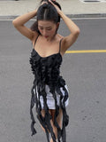 Ruffle Fringed Suspender Vest Women Sexy Off Shouder Backless Tank Tops  Spring Summer Female Camisole