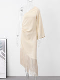 One-shoulder Dress For Women Elegant Fashion Solid Dresses Casual Summer Female Party Streetwear Asymmetric