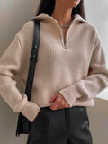 Women's Turtleneck Zippers Fashion Women Sweaters Solid Green Blue Pullover Long Sleeve Casual Knitted Sweater Woman Winter