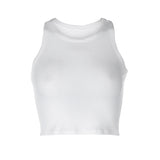 Sexy summer women collar vest showing navel bustier Breathable foursided elastic rib knitted fabric tank top women  Club  Street