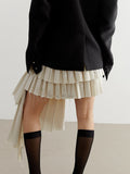 Irregular Hem Pleated Skirts For Women Hihg Waist Temperament A Line Elegant Skirt Female Fashion Style Clothing