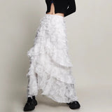 Solid Irregular Skirts For Women High Waist Patchwork Tassel Casual Loose Skirt Spring Female Fashion Clothing