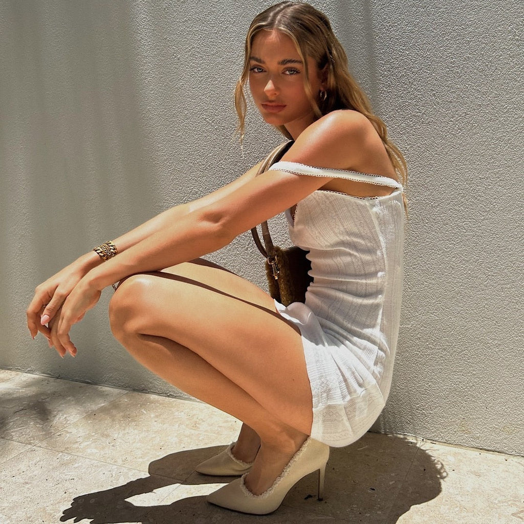 Fairycore Dress y2k 2000s Aesthetic Women V Neck Spaghetti Strap Sleeveless Mini Dress Hollow Out Dress Streetwear