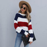 Women's Striped Sweaters Pull Femme Autumn Winter Clothes Women Jersey Pullover Long Sleeve Tops Knitted Sweater Jumper.