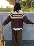 Y2k Aesthetic Vintage Tassel Knitted Cardigan Spring Oversize Loose Contrast Women Sweater Zipper Harajuku Cardigans Femme
