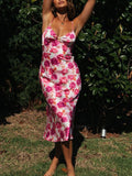 Hollow Out Sexy Straight Midi Elegant Summer Beach Pink Sundress Vestido Femme Robe Party Elegant Sleeveless Dress