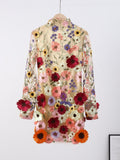 Flower Embroidery Women's Dress Sexy Hip Package Long Sleeve Bodycon Female Dresses  Spring Summer Elegant Mini Vestidos