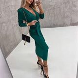 Sexy Deep V Strap Bandage Slim Long Dress Autumn Elegant Temperament Evening Party Dresses Velvet Drape Solid Sheath Women Dress
