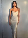 woloong Y2k Robe Sleeveless Bodycon Midi Dresses for Woman Summer Evening Party Sling Elegant Green Women's Sexy Dress