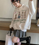 Hoodie for Woman Retro Gray Rabbit Y2k  Sweater Women Spring and Autumn Loose Oversize Harajuku Wind Casual Hundred Take Tops