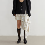 Irregular Hem Pleated Skirts For Women Hihg Waist Temperament A Line Elegant Skirt Female Fashion Style Clothing