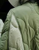Winter Color Contrast Cotton Padded Jacket Women Loose Light Casual Warm Parkas Female Sense Design Black/Green