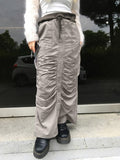 Grunge Drawstring Long Skirt y2k Streetwear Stitched Tie Up Loose Cargo Skirts for Women Harajuku Outfits Korean Fashion