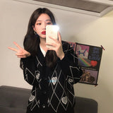 Woloong Oversized Cardigan Sweaters Women Winter Korean Style Fashion Sweater Long Sleeve V-Neck Loose Vintage Knitwear Tops Coat