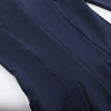 Women Elegant Dark Blue Commuting Mini Dress  Autumn Sexy Pocket Long Sleeve Bodycon Dresses Lady Chic Party Club Robe