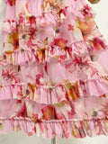 Foral Print Backless Dresses For Women Round Neck Sleeveless High Waist Hollow Out Casual Long Dress Female Fashion Clothes