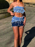 Woloong Vintage Ripped Denim Skirt Belt Patchwork y2k Aesthetic Low Rise Skinny Mini Skirts Women Sexy Streetwear Skirts Grunge