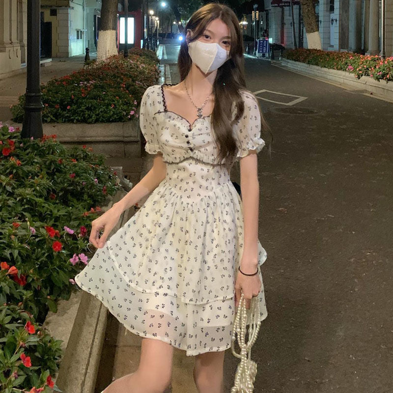 Dresses Women Back-bow Design Summer Vintage Romantic Casual Slim All-match Birthday Party Feminine Tunic Streetwear