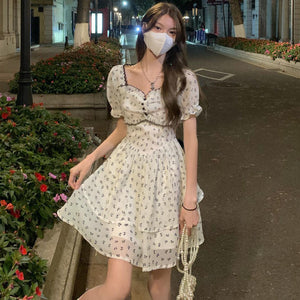 Dresses Women Back-bow Design Summer Vintage Romantic Casual Slim All-match Birthday Party Feminine Tunic Streetwear