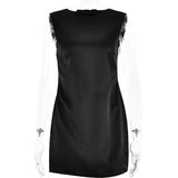 Women's Sexy Backless Sleeveless Bow Solid Mini Dress For Femme  Fashion Party Clubwear Slim Fit Elegant Outfits