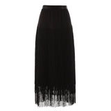 Summer Solid Bodycon Skirt Female High Waist Spliced Tassel Slim Casual Skirt Women Style Fashion Clotthing