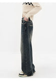 Woloong Harajuku Streetwear Retro Fashion Autumn Women High Waist Jeans Loose Wide Leg Straight Loose Denim Trousers Y2K Baggy Pants