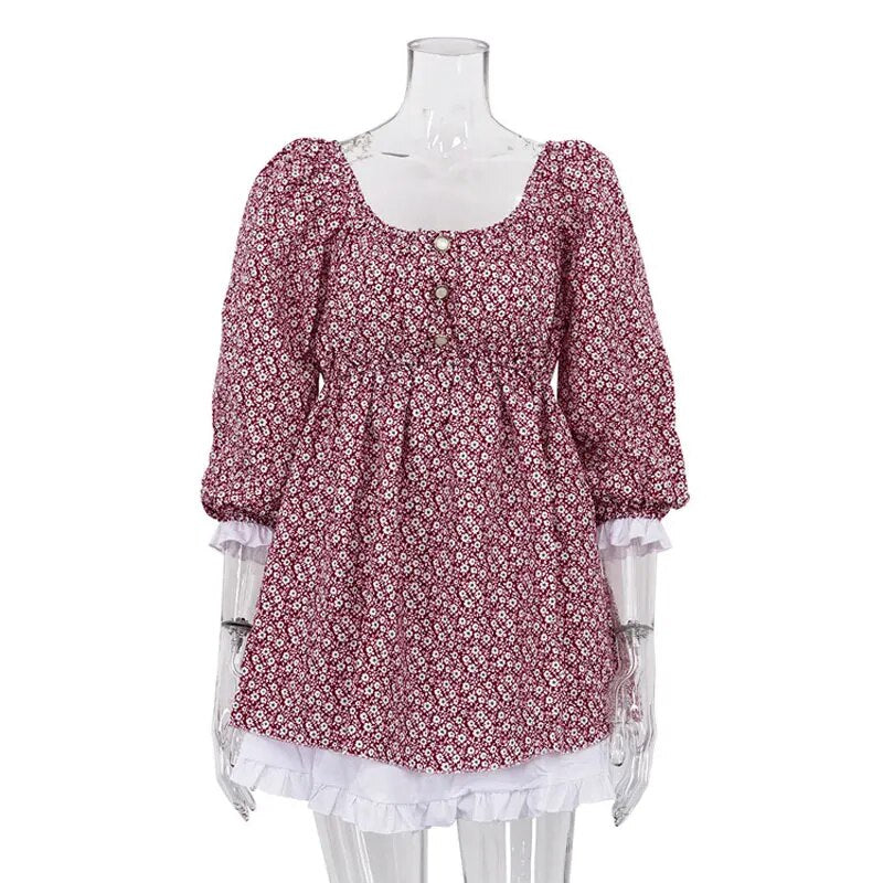 Printed Off-Shoulder Ruffled Mini Dress For women Square Collar Fashion Casual Elegant Party Dress Evening Mini Dress
