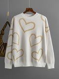 Loose Heart Contrast Color Sweater Oversize Women Autumn Winter Knitted Pullovers Oversized Sweaters For Women